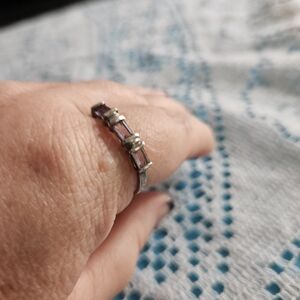 Sterling Silver Purple Baguette Stone Ring